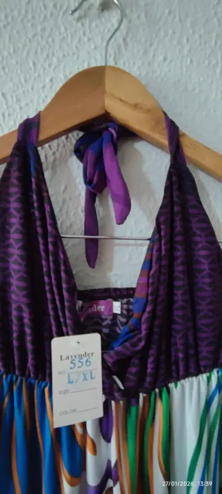 Vestido largo estampado multicolor talla L/XL