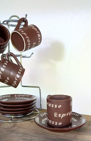 TAZAS DE CAFE  Expresso CON SOPORTE CROMADO