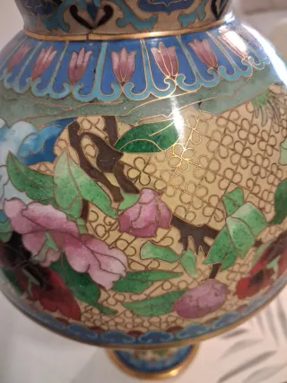 2 Jarrones Chinos Cloisonné Florales