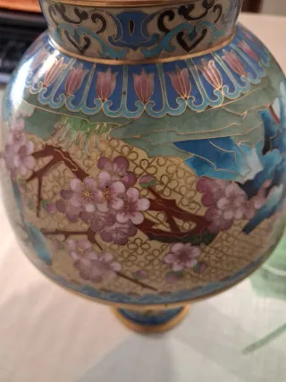 2 Jarrones Chinos Cloisonné Florales