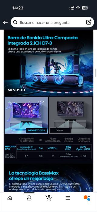 Barra Sonido Mevosto Mini D7