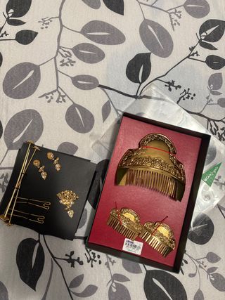 Peinetas Fallera Niña Doradas + Aderezo