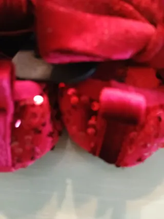 Scarpine neonata rosse con paillettes e fiocco