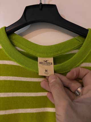 Camiseta Hollister Rayas Verde Talla M