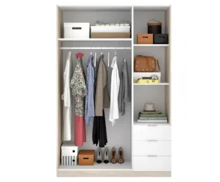 Armario blanco y madera desmontado