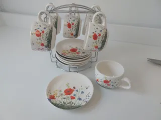 Juego Tazas Té/Café Flores Cerámica