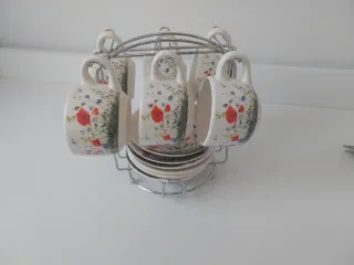 Juego Tazas Té/Café Flores Cerámica