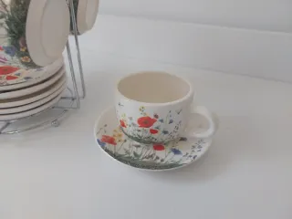 Juego Tazas Té/Café Flores Cerámica