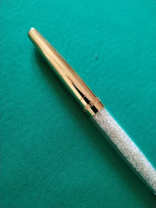 Penna Swarovski con cristalli dorata funzionante