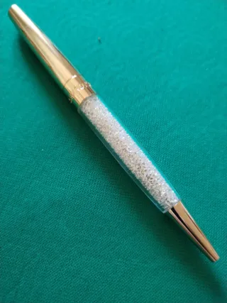 Penna Swarovski con cristalli dorata funzionante