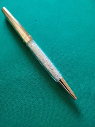 Penna Swarovski con cristalli dorata funzionante