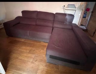 Sofá Cheslong Gris Tela Buen Estado