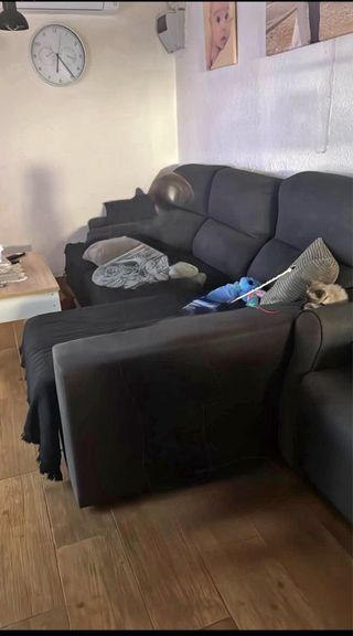 Sofá Cheslong Gris Tela Buen Estado