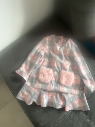 Vestitino bimba a quadri rosa e grigio