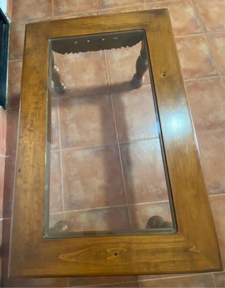 Mesa de centro madera maciza tallada