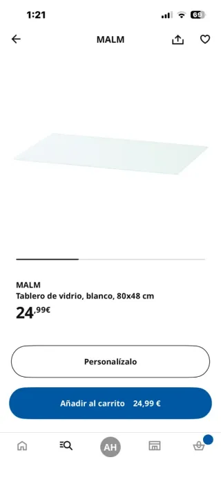 Tablero vidrio cómoda Malm Ikea