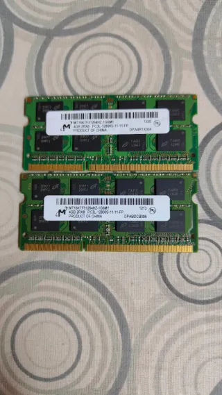 2 Memorias RAM SODIMM DDR3 4GB Micron