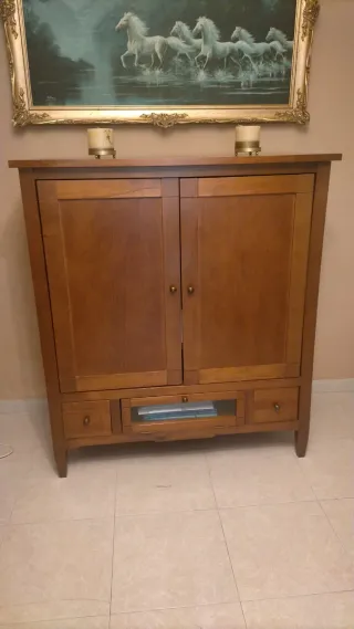 Mueble TV madera con cristal