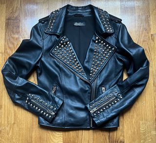 Chaqueta biker Zara Premium piel cordero tachuelas