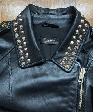 Chaqueta biker Zara Premium piel cordero tachuelas