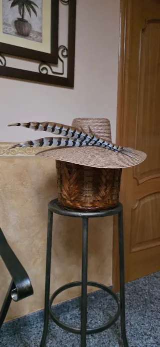 Pamela con plumas de faisán