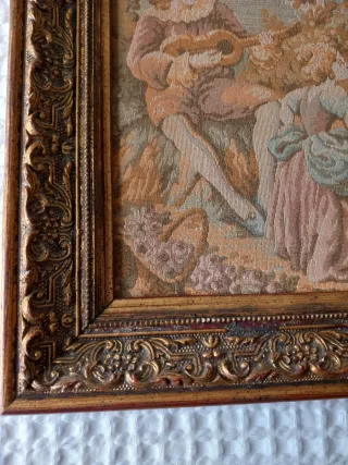 2 Cuadros tapiz escena pastoril