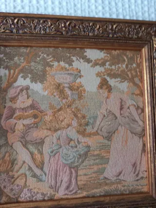 2 Cuadros tapiz escena pastoril