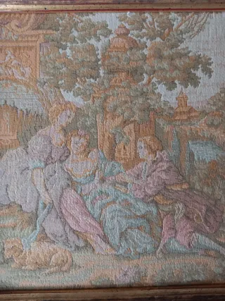 2 Cuadros tapiz escena pastoril