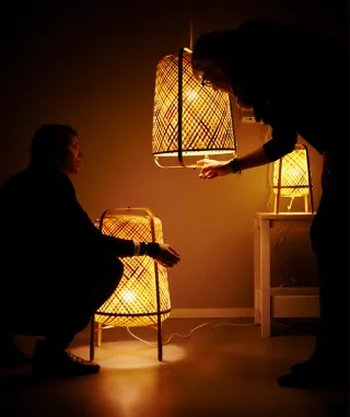 Lámpara bambú Ikea Iluminación tamizada✨ 65 cm