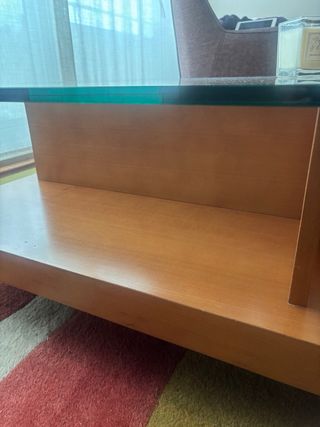 Mesa de centro cristal y madera