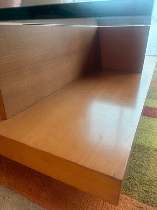 Mesa de centro cristal y madera
