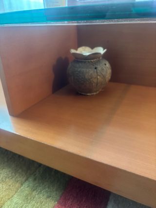 Mesa de centro cristal y madera