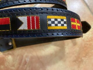 Cintura vintage vera pelle blu