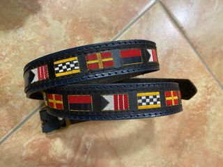 Cintura vintage vera pelle blu