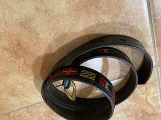 Cintura vintage vera pelle blu