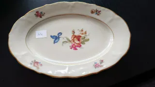 Bandeja porcelana floral dorada