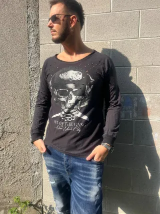 Maglia Alcott XL Nera con Stampa Teschio, cotone