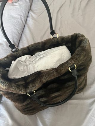 Borsa Moschino pelliccia marrone