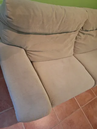 Sofá 3 plazas beige tela