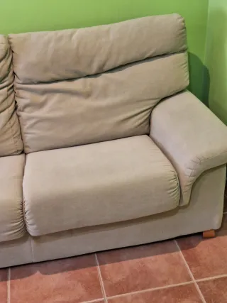 Sofá 3 plazas beige tela