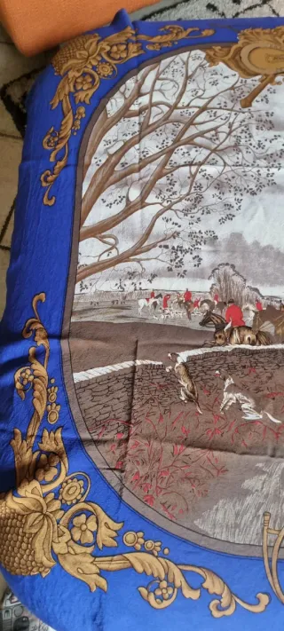 Foulard Hermès Paris blu e oro