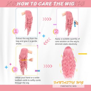 Peluca Larga Ondulada rosa 70cm cosplay-disfraz