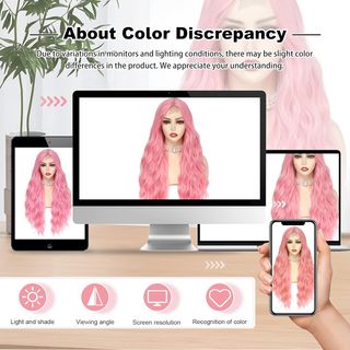 Peluca Larga Ondulada rosa 70cm cosplay-disfraz