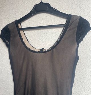 Vestido H&M Negro y Beige Encaje