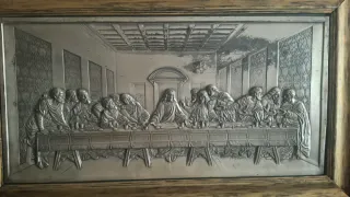 Cuadro religioso antiguo La Última Cena