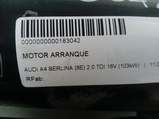 AUDI A4 BERLINA (8E) 2.0 TDI 16V (103kW) MOTOR ARRANQUE