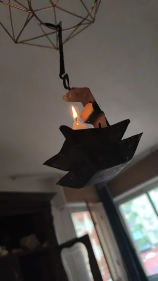 Candelabro Antiguo Hierro Forjado Único