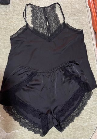 Conjunto lencería encaje negro