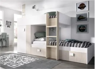 Litera modular beige y blanca