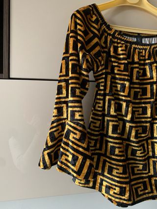 Top velluto geometrico oro nero tg M